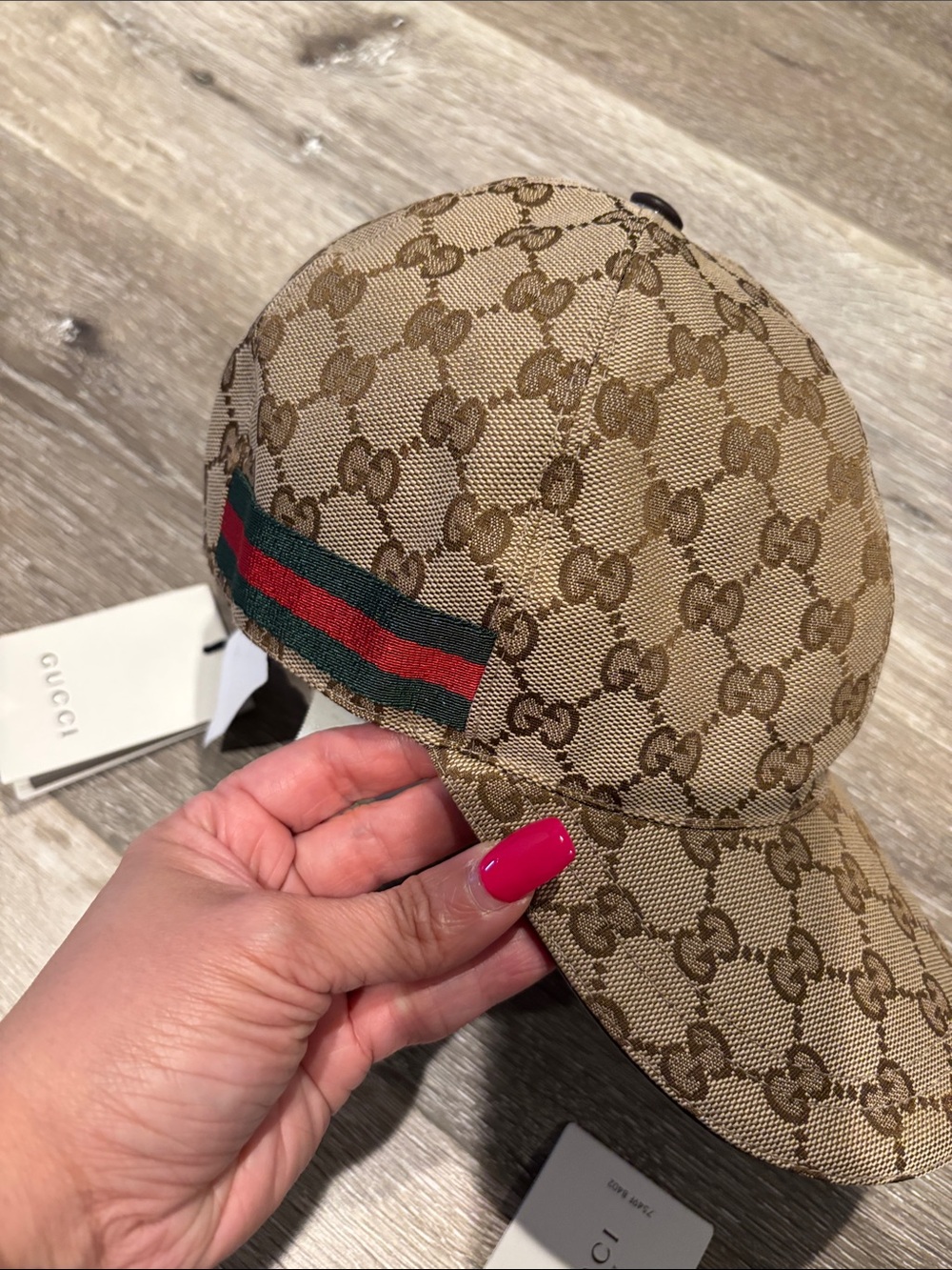 Gucci Brown Monogram Canvas Baseball Cap with Green-Red Web brand new with tags - Picture 7 of 9